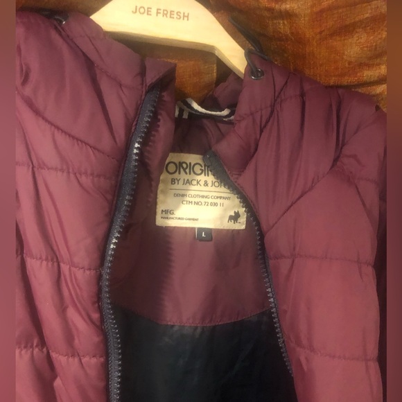 Jack & Jones F/W hooded Puffer jacket (Burgundy) - Picture 5 of 6